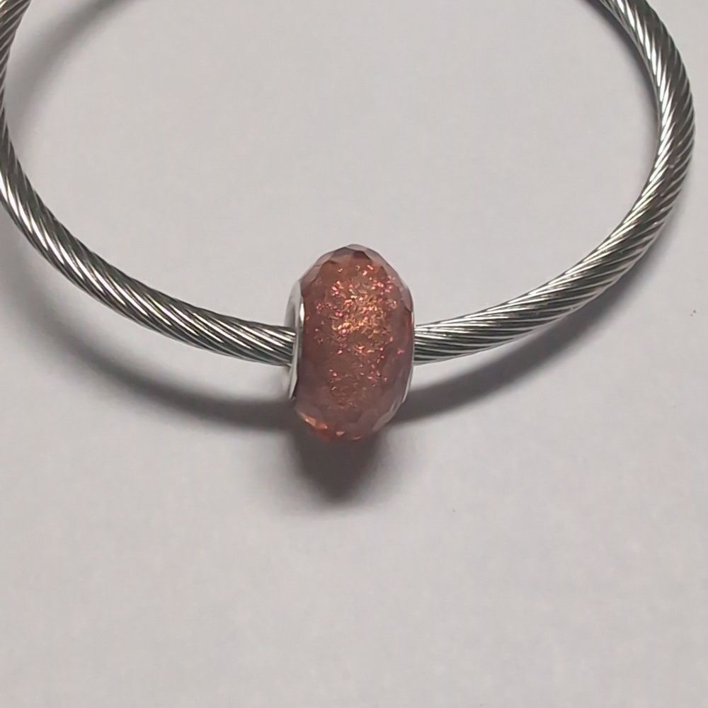 Orange Glittery Charm for Pandora Style Bracelet